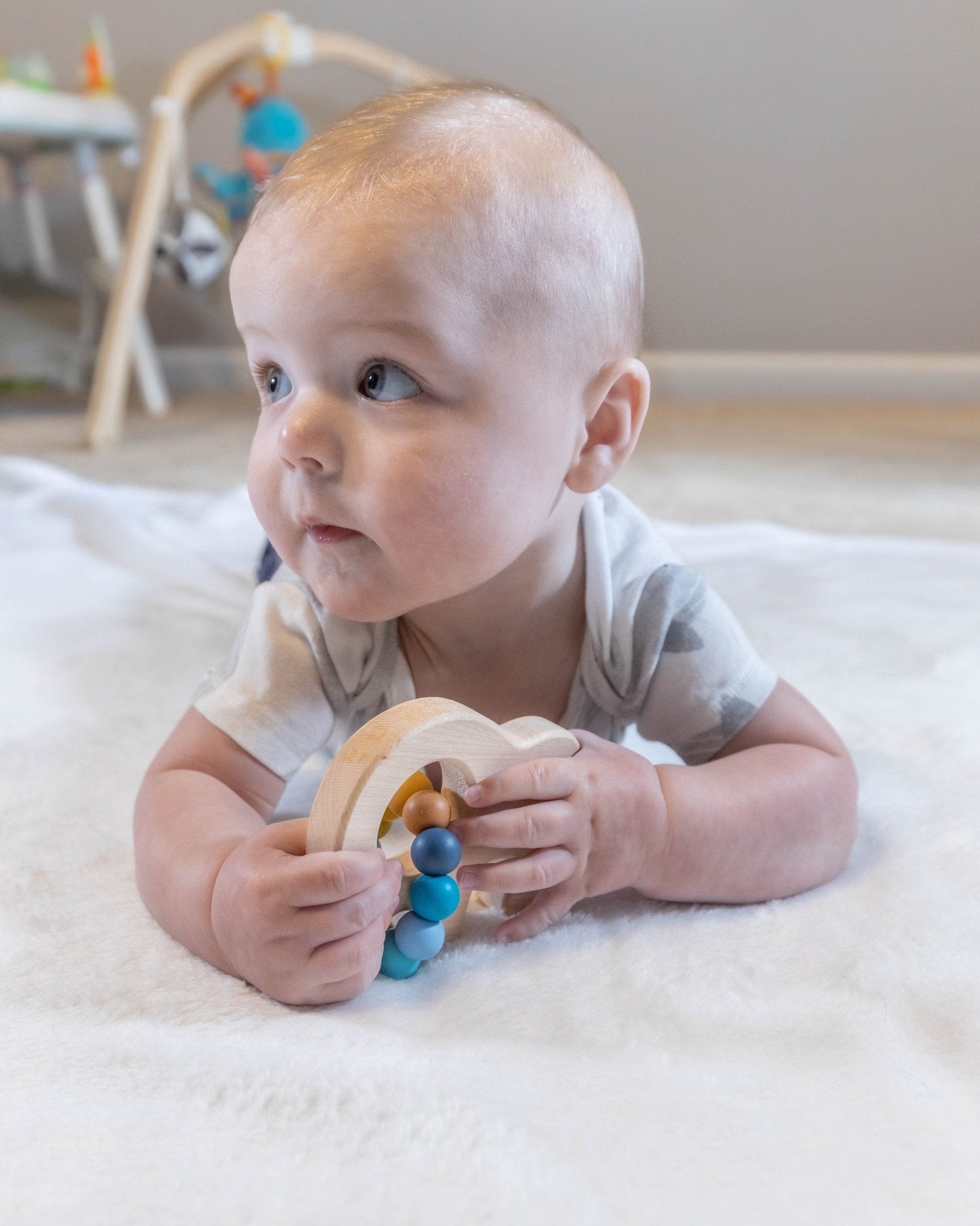 Elephant Wooden Grasping Toy with Teething Beads Bannor Toys