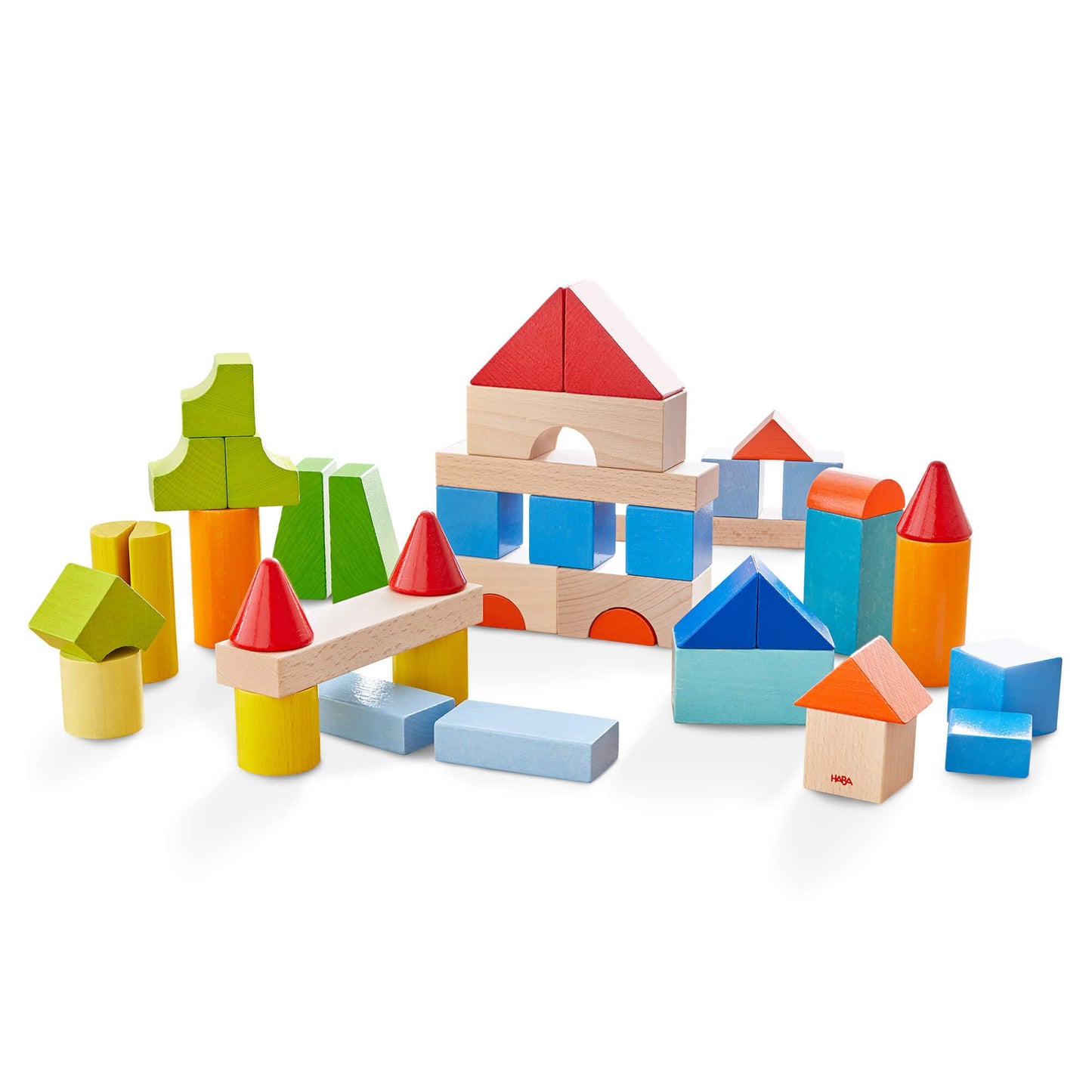 Colored Wooden Building Blocks - 46 Piece Set HABA USA