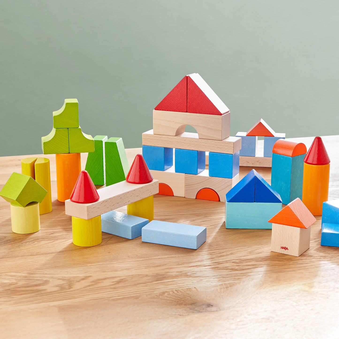 Colored Wooden Building Blocks - 46 Piece Set HABA USA