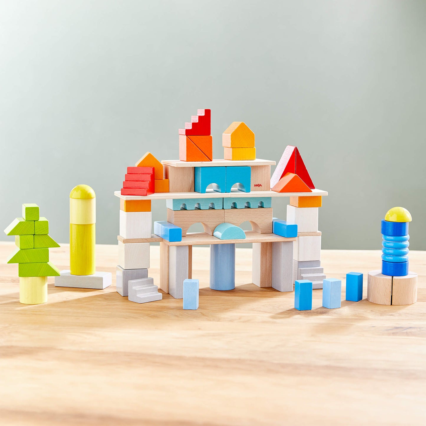 Colored Wooden Building Blocks - 85 Piece Set HABA USA