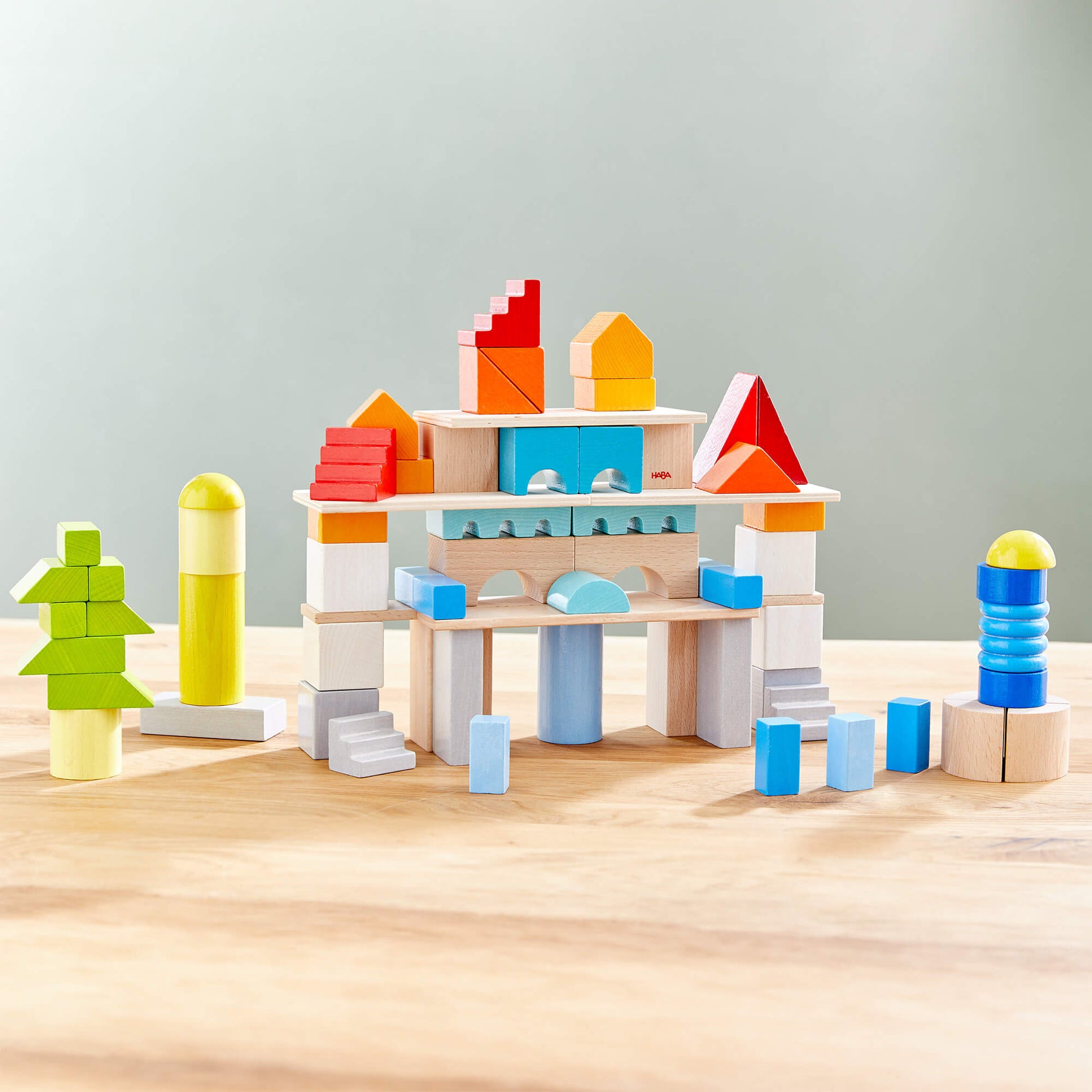 Colored Wooden Building Blocks - 85 Piece Set HABA USA