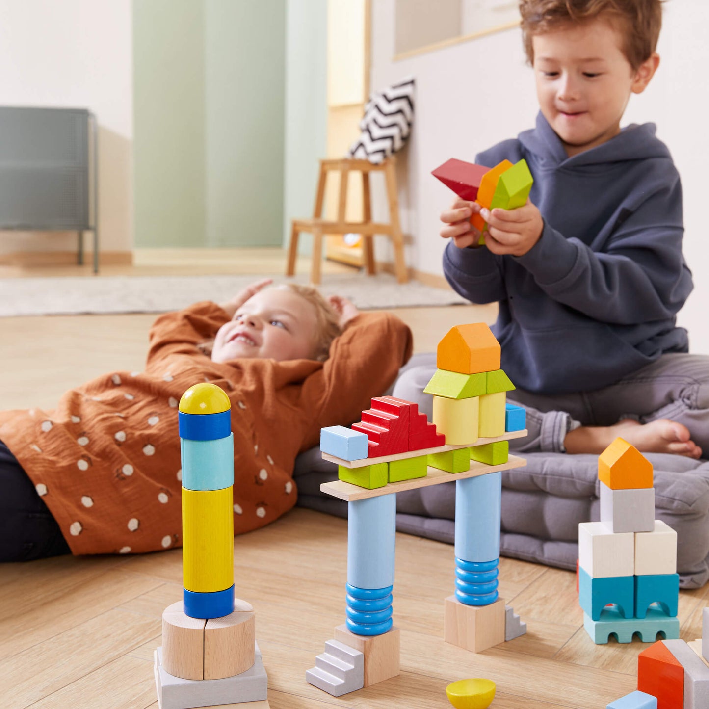 Colored Wooden Building Blocks - 85 Piece Set HABA USA