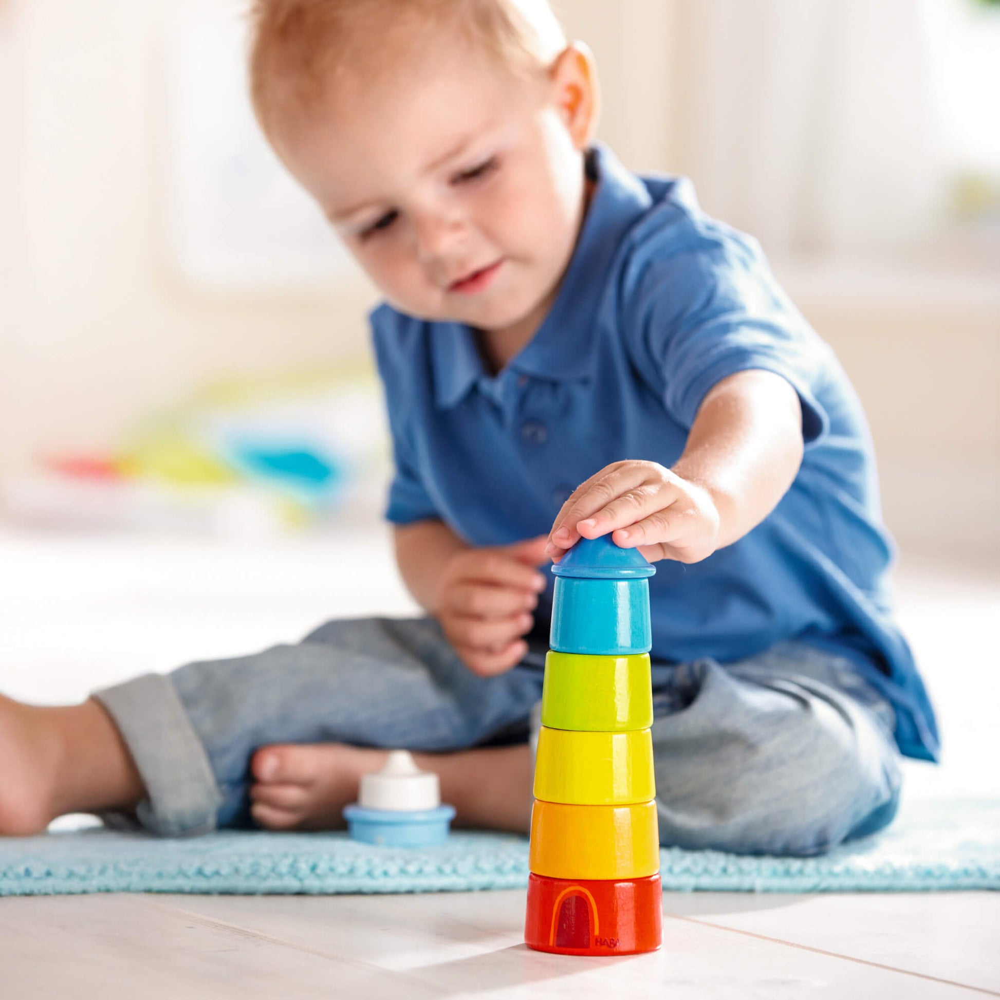 Lighthouse Wooden Rainbow Stacker HABA USA